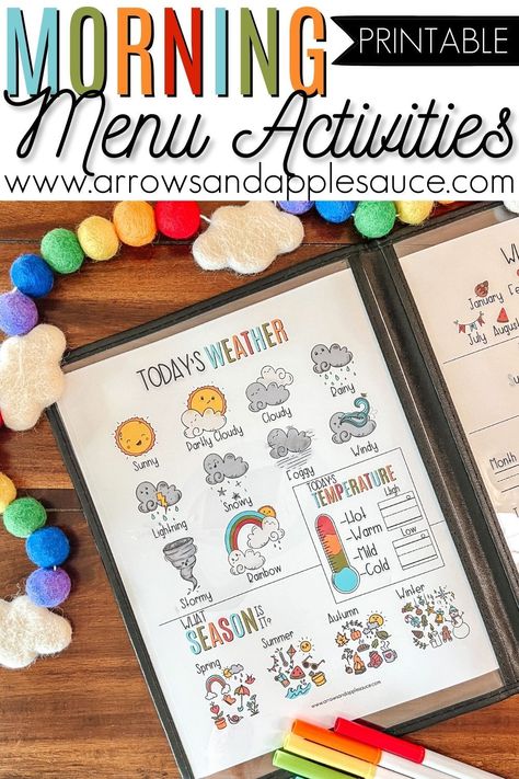 Morning Menu First Grade, Morning Menu Toddler, Morning Menu Homeschool Preschool, Morning Time Homeschool Free Printables, Morning Work Homeschool, Homeschool Menu Ideas, Preschool Morning Menu Printable, Prek Homeschool Activities, Homeschool Morning Menu Ideas