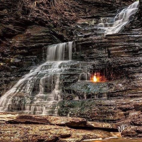 I LOVE NEW YORK on Instagram: "Hike your way through Chestnut Ridge Falls and behold the unique, natural beauty that is Eternal Flame Falls. Experience this wonder for yourself the next time you #VisitBuffaloNiagara. #SpringIntoNY 📷: @adamrdanni" Eternal Flame Falls New York, I Love New York, Eternal Flame, Autumn In New York, Chestnut, Places To Go, Natural Beauty, The Next, Hiking