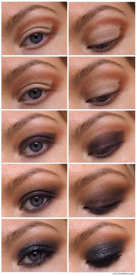 Smokey Eye Makeup With Glasses, Black Smokey Eye Blue Eyes, Smokey Eye On Brown Eyes, Sparkly Smokey Eye, Deep Set Eyes Makeup, Makeup For Downturned Eyes, Smoky Eye Tutorial, Smokey Eye Makeup Steps, Eye Makeup For Hooded Eyes