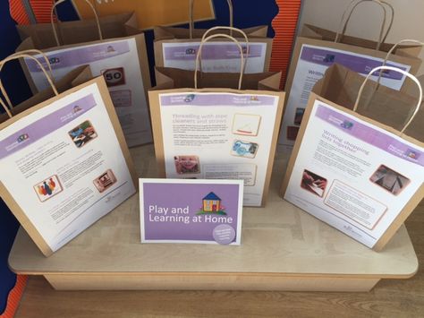 Trafford nursery's play and learning at home bags display Parent Partnership Ideas, Box Activities, Osborne House, Learning At Home, Parent Involvement, Family Engagement, Bag Display, Event Ideas, Pre School