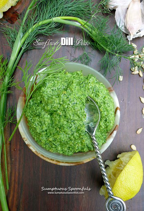 How To Make Dill Paste, Dill Pesto Recipe, Lemon Dill Pasta, Dill Pesto, Dill Pasta, Salat Dressing, Pesto Sauce Recipe, Marinated Cheese, Onion Dip Recipe