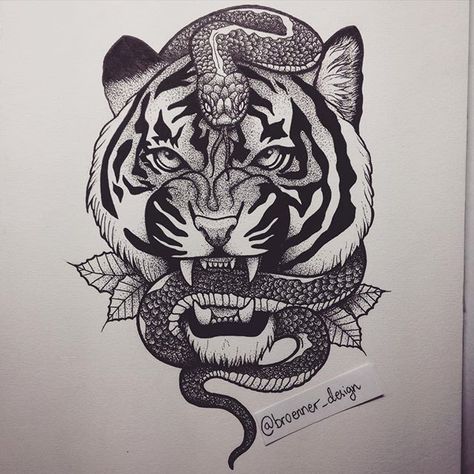 Snake And Tiger Tattoo, Tiger Tattoo Shoulder, Sarah Tattoo, Snake Sketch, Tiger Tattoo Ideas, Snake Tattoo Meaning, Tattoos With Deep Meaning, Snake Drawing, Tiger Tattoo Design