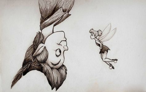 Peter Pan and Tinkerbell Sketch. Peter Pan Drawing, Tattoo Disney, Peter Pan And Tinkerbell, Arte Grunge, Love Disney, Disney Sketches, Disney Tattoos, Always Love You, Disney And Dreamworks