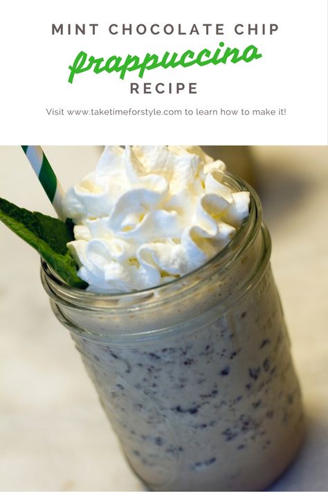 mint chocolate chip frappuccino recipe Chocolate Chip Frappuccino Recipe, Frappachino Recipe, Frozen Coffee Drinks, Iced Coffee Recipes, Espresso Recipes, Frappuccino Recipe, Frozen Coffee, Coffee Treats, Mint Chocolate Chip