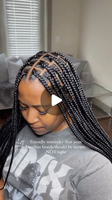 Charlotte Knotless Braider | Ariana on Instagram: "I LIVE by this! We love braids that are secure and not tight!  #charlottebraids #charlottebraider #knotlessbraidscharlotte #braidtutorial #braidideas #braidstyles" Knotless Box Braids Medium Big Parts, Large Braids For Black Women, Notlessbox Braids Styles Long, Large Box Braids Styles, Knotless Box Braids Large, Boohoo Braids, Big Knotless Braids, Med Knotless Braids, Large Knotless Box Braids