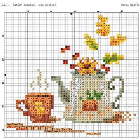 Autumn Cross Stitch Patterns, Fall Cross Stitch, Cross Stitch Kitchen, Cross Stitch Thread, Cross Stitch Bird, Mini Cross Stitch, Beaded Cross Stitch, Needlework Patterns, Cross Stitch Cards