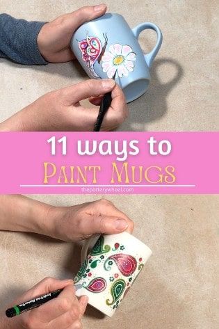 Painting On Coffee Mugs, Decorated Coffee Mugs, Paint On Mugs Diy, Ceramic Coffee Cup Painting Ideas, How To Paint A Mug, How To Paint Coffee Mugs, Draw On Mugs Diy, Decorating Ceramic Mugs, Art Mugs Design