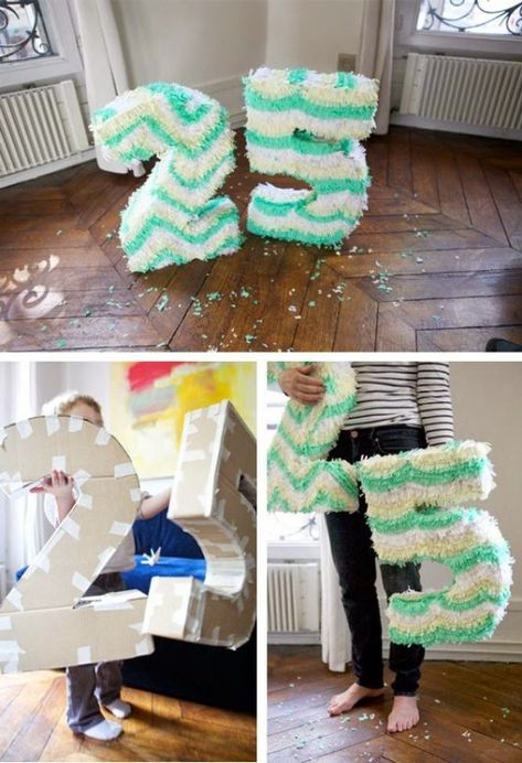 Big Numbers Pinata Pinata Diy, 25th Birthday Parties, Diy Pinata, Birthday Party 21, Adult Birthday Party, 30th Birthday Parties, 25th Birthday, Birthday Numbers, Anniversary Parties