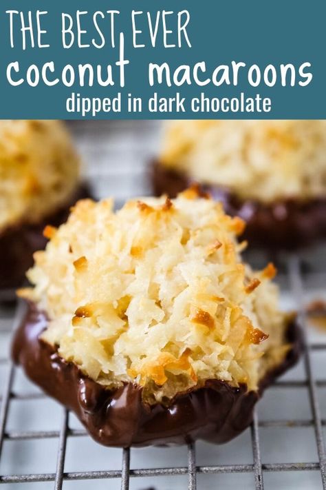 Macaroons Chocolate, Macaroon Cookies Recipe, Dessert List, Coconut Macaroon Cookies, Drinking Coconut, Coconut Cookies Recipes, Coconut Macaroons Recipe, Chocolate Macaroons, Macaroon Cookies