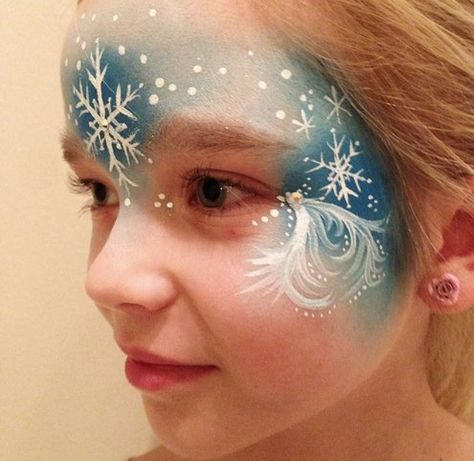 Frozen Face Paint, Carnaval Make-up, Elsa Face, Christmas Face Painting, Frozen Face, Girl Face Painting, Face Painting Easy, Winter Face, Kids Face Paint