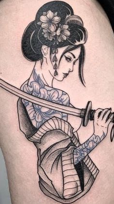 Japanese Girl Tattoo, Underarm Tattoo, Geisha Tattoo Design, Pin Up Girl Tattoo, Japanese Flower Tattoo, Girl Face Tattoo, Geisha Tattoo, Mommy Tattoos, Om Tattoo