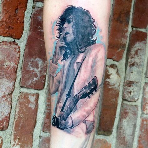 25 Amazing Jimmy Page Tattoos | NSF - Music Magazine Jimmy Page Tattoo, Led Zeppelin Tattoo, Page Tattoo, Led Zeppelin Art, Led Zeppelin Vintage, Zeppelin Art, Fan Tattoo, Guitar Tattoo, Led Zep