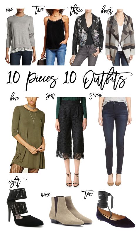 Ten Pieces Ten Outfits | Outfit Inspiration | Capsule Wardrobe Mini Capsule Wardrobe, Budget Outfits, Clothes Making, Outfit Png, Rent The Runway, New Clothes, Mom Blogs, Fashion 2017, Beauty Blog