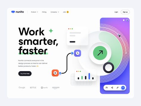 Nunito - Hero header v.3 😅 by Tran Mau Tri Tam ✪ 在 Dribbble 上的 UI8 Ui Ux 디자인, Company Job, Website Header, Web Layout Design, Learning Design, Ui Inspiration, Web Layout, Web App Design, Website Design Inspiration