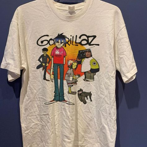 Vintage Gorillaz Band tees Gorrilaz Shirt, Gorillaz Shirt, Band Tee Outfits, Gorillaz Band, Band Tee Shirts, Vintage Band Tees, Y2k Tops, Radiohead, T Shirt Brand