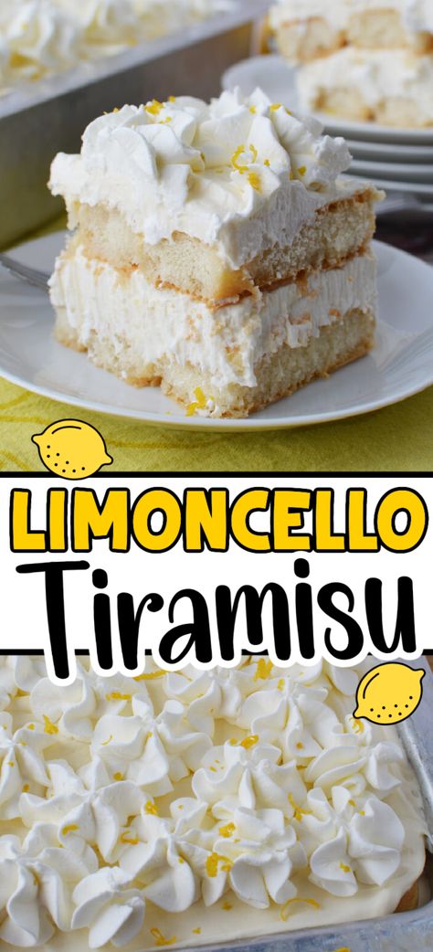 Limoncello Tiramisu is a delectable variation of a beloved Italian dessert classic that replaces the traditional coffee liqueur with the vibrant and citrusy notes of limoncello. With its refreshing and tangy profile, Limoncello Tiramisu offers a delightful twist on a timeless treat, transporting you to the sun-soaked lemon groves of the Amalfi Coast with every heavenly spoonful. Pie, Tiramisu, Lemon Cello Tiramisu, Special Desserts Recipes, Lemoncello Tirimasu, High End Desserts, Tiramisu Variations, Lemoncello Tiramisu, Lemoncello Dessert