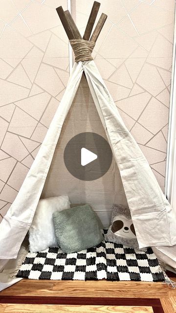 Joselyn Ann on Instagram: "Sure, why not just DIY your own teepee?! This was actually really easy and turned out so cute for only about $15. I may add some ribbon on the sides as well as some lights to make the front a little more fun but I am loving the look so far! This will be a great addition to little boys play space in the future😍
.
.
.
.
.
.
.
.
.
.
#diyteepee #diydecoration #diyplayroom #teepeeplayroom #teepeetutorial #tipsandtricks #crafttips #crafttricksdoityourself #babyshowerdecor #babyshowerteepee #boysroom #boysroomdecor" Teepee Diy, Teepee Tutorial, Diy Teepee, Boys Play, Diy Playroom, Teepee Kids, Craft Stuff, I Am Loving, Play Space