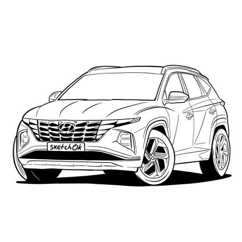 How to draw a 2021 Hyundai Tucson Car Stencil, Simple Car Drawing, Drawing Coloring Pages, Tucson Hyundai, Hydrogen Car, Tucson Car, Property Ads, Volkswagen Beetle Vintage, Kawaii Cat Drawing