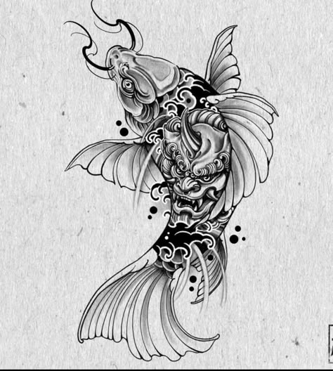 Koi Tattoo Sleeve, Carp Tattoo, Oni Tattoo, Foo Dog Tattoo, Tattoo Japanese Style, Koi Tattoo Design, Black Art Tattoo, Samurai Tattoo Design, Japan Tattoo Design