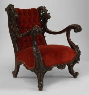 American Victorian seating chair/wing chair mahogany Library Armchair, Victorian Style Chair, Gothic Chair, Victorian Armchair, William Iv, Victorian Chair, Gothic Furniture, Victorian Furniture, Victorian Decor