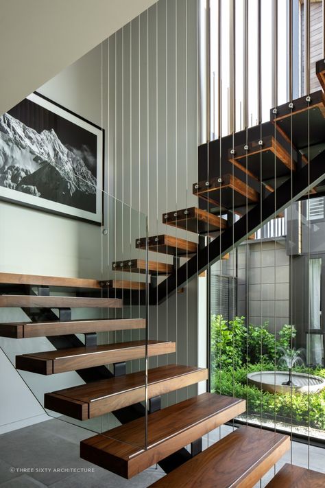 Rail Stairs, Staircase Contemporary, Stairs Railing, Modern Stair Railing, Staircase Design Modern, Stair Design, Stairs Design Interior, Stair Railing Design, Stairs Architecture