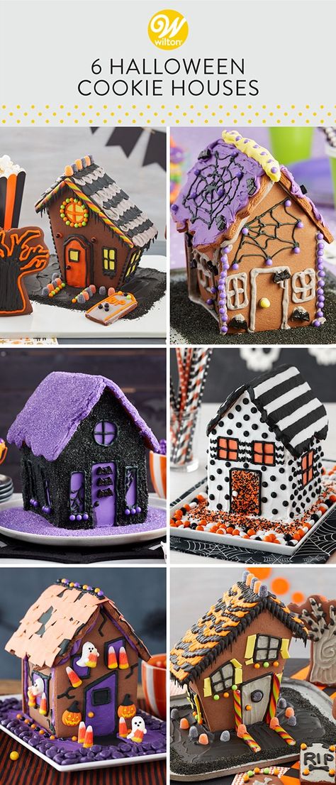 Halloween Gingerbread House Ideas, Cookie Houses, Graham Cracker House, Haunted Gingerbread House, Witches And Warlocks, Halloween Gingerbread House, Halloween Gingerbread, Homemade Gingerbread House, Gingerbread House Ideas