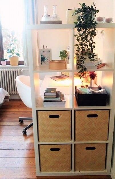 Future Bedroom Ideas, Ikea Kallax Shelf, Room Divider Ideas, Divider Ideas, Cozy Desk, Desk Areas, Kallax Ikea, Luxury Rooms, Room Setup