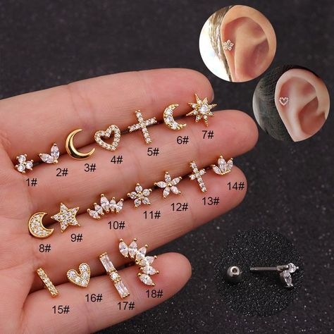 We are a professional fashion jewelry wholesaler.Nihaojewelry have competitive price.Worldwide shipping.Hot Selling Zircon Stainless Steel Ear Bone Nails Micro Inlaid Sunflower Screw Earrings Wholesale.Nihaojewelry Wholesale prices only start at $1.15 Online For Women And Enjoy Your Shopping Time#wholesaler #nihaojewelry #wholesale #earrings Piercing Inspiration, Nice Earrings, Piercings Ear, Trendy Stud Earrings, Stud Piercing, Heart Piercing, Tragus Stud, Celtic Knots, Cartilage Earring