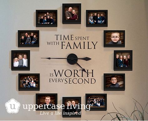 Family Clock, Family Photo Wall, Focal Wall, Family Wall Decor, Family Wall, Clock Design, Design Case, Floor Decor, Wall Collage