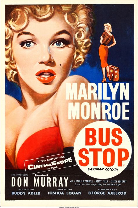 Bus Stop (20th Century Fox, 1956). British Double Crown (20" X | Lot #86140 | Heritage Auctions Don Murray, Vintage Films, Marilyn Monroe Movies, Old Movie Posters, Film Logo, Film Vintage, Liza Minnelli, Film Posters Vintage, Classic Movie Posters