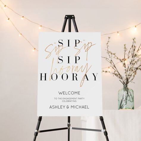 Simple Engagement Party Ideas, Simple Engagement Party, Engagement Party Welcome Sign, Engagement Party Ideas, Engagement Decor, Photo Engagement, Sip Sip Hooray, Party Welcome Sign, Simple Engagement