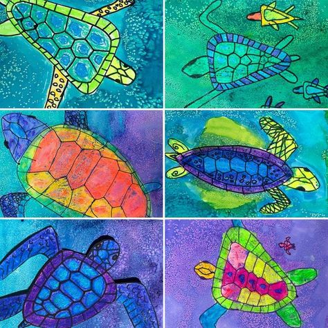 Rebecca Picker | Art Projects for Kids | Kids have been begging me to do this lesson so we are finishing off our animal unit and closing out spring with these Sea Turtles. Under ... | Instagram Turtle Art For Kids, Ocean Art Projects For Kids, Manatee Art, Ocean Art Projects, Biology For Kids, Kids Art Studio, Ocean Unit, Art Projects For Kids, Art Camp