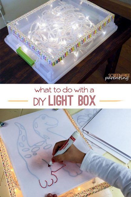 How to make a DIY Light Box and some easy and fun ideas for the kids to do with a light box. Diy Light Box, Diy Light Table, Light Box Diy, Diy Light, Screen Free Activities, Diy Lighting, Craft Activities, Early Childhood, Kids Crafts