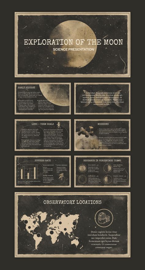 Exploration of The Moon - free Google Slides Theme for Presentation in 2024 | Presentation slides design, Powerpoint presentation design, Google slides themes Science Canva Template, Presentation Chart Design, Space Presentation Template, Space Presentation Design, Theme For Presentation, Space Presentation, Space Scrapbook, Slide Themes, Moon Template