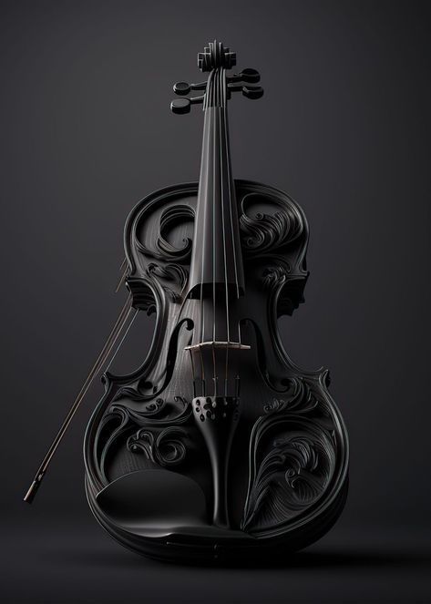 Fantasy Violin, Unique Violin, Black Cello, Pretty Instruments, Beautiful Violin, Black Violin, Cool Violins, Violin Art, Violin Design