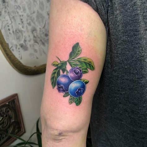 Simple Blueberry Tattoo, Blueberry Tree Tattoo, Blueberry And Flower Tattoo, Blueberry Tattoo Design, Black And Grey Blueberry Tattoo, Blueberry Tattoo, Arizona Tattoo, Fruit Tattoo, Vine Tattoos