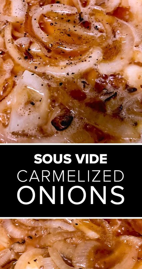 YUM! Sous vide onions in beer! This recipe for caramelized sous vide onions adds bold flavor to pasta dishes, sous vide sandwiches, pizzas, sauces, and more. Its a delicious sous vide vegetarian recipe. Adapt for sous vide pearl onions. | sipbitego.com #sousvide #onions #caramelizedonions #slowcooked #vegetarian #sidedish Football Season Food, Sous Vide Vegetables, Caramelized Onions Recipe, Carmelized Onions, Sous Vide Recipes, Sous Vide Cooking, Onion Recipes, Beer Recipes, Vegetarian Cooking