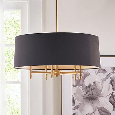 Hampton Hill Presidio 24" Wide Gold and Black 5-Light Chandelier