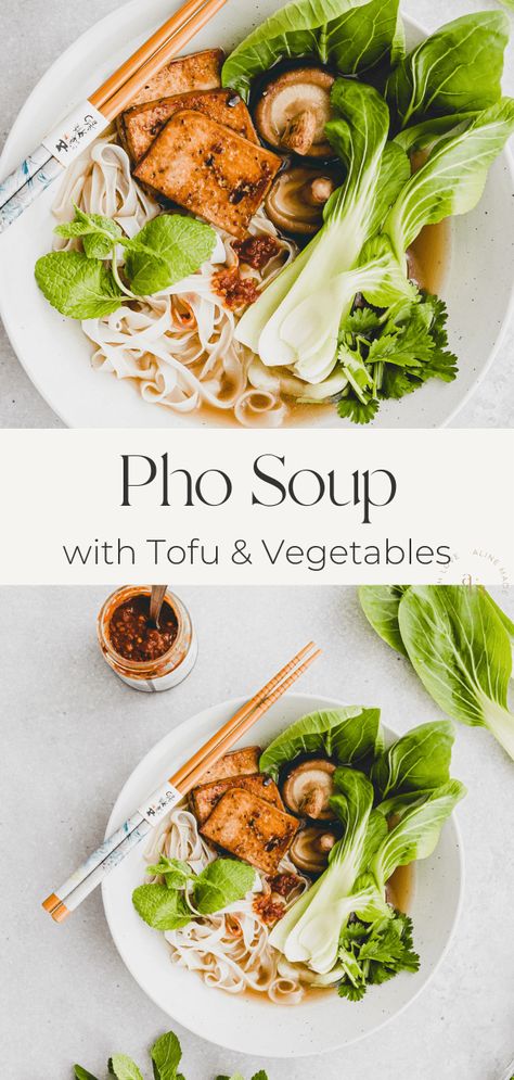 Pho Soup Recipe Vegetarian, Pho Soup Recipe Easy, Vegan Pho Soup, Veggie Pho, Vegetable Pho, Vegan Pho Recipe, Homemade Pho, Pho Soup Recipe, Soup With Tofu