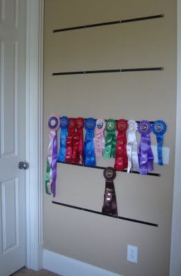 Been There Dunne That: Horse Show Ribbons Horse Ribbons Display Ideas, Horse Show Ribbon Display, Horse Ribbon Display, Show Ribbon Display, Ribbon Rack, Horse Bedroom, Horse Show Ribbons, Horse Ribbons, Horse Room