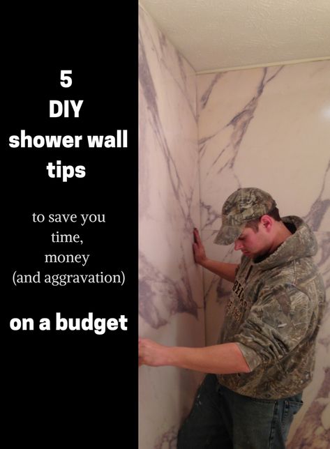 Tub Shower Remodel On A Budget, Cheap Shower Remodel Diy, Diy Shower Remodel Cheap Budget, Shower Redo On A Budget, Diy Shower Backsplash, Diy Cheap Shower Walls, Budget Shower Ideas, Shower Upgrade Diy, Diy Shower Surround Ideas