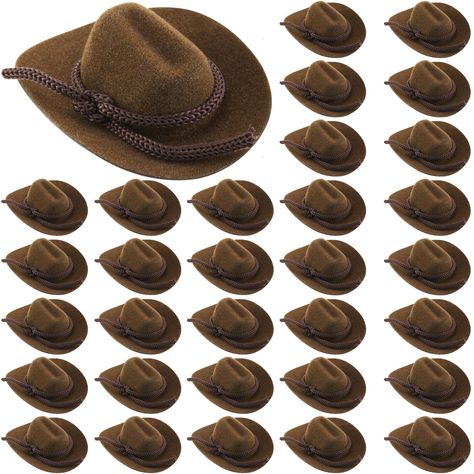 PRICES MAY VARY. Sufficient Supplies: the package comes with 36 pcs of mini cowboy hats for crafts, enough quantity to satisfy your various doll decoration needs and replacement demands, you can also share them with others Material and Size: adopting quality flocking material, mini cowgirl hat is safe and reliable, light but sturdy, will not easily break, which can be applied for a long time with confidence; Each measures about 6 x 5.04 x 2 cm/ 2.36 x 1.98 x 0.79 inch, compact and small Elegant Country Western Party Decorations Diy, Rustic Theme Party Decor, Rodeo Table Decorations, My First Rodeo Centerpieces Boy, Cowboy Baby Shower Centerpieces, Western Birthday Party Decorations, Vaquero Theme Party, Western Theme Party For Adults, Cowboy Party Centerpiece