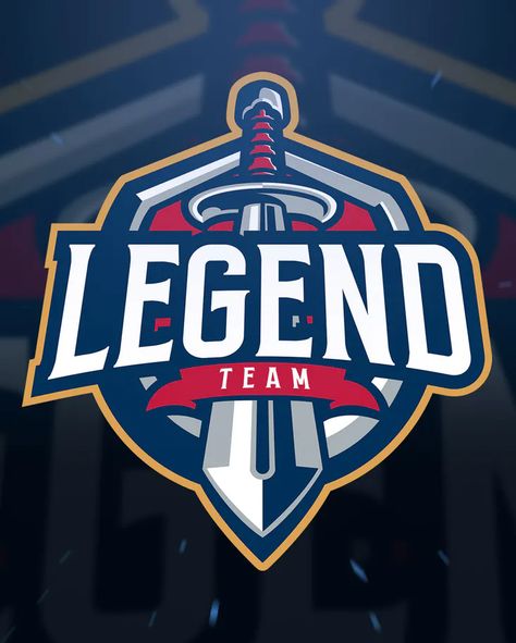 Sword Legend sport and Esport Logo Template AI, EPS Legend Logo, Squad Logo, Brand Template, Graphic Design University, Knight Logo, Logo Feminine, News Web Design, Sport Logos, Graphic Design Cards