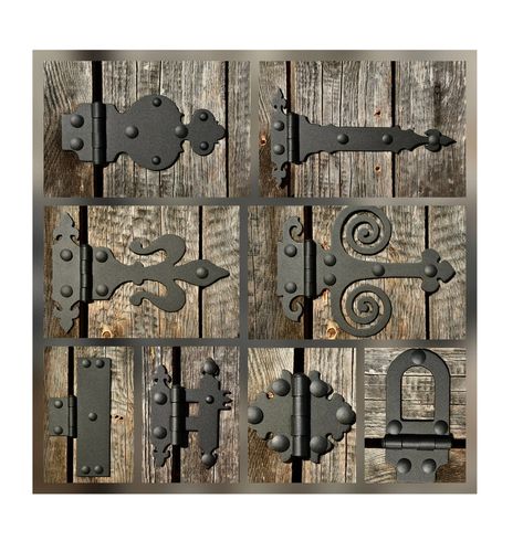 Door Hinges Ideas, Farmhouse Gates, Hinges Diy, Shutter Hinges, Wooden Hinges, Medieval Door, Antique Hinges, Gate Fence, Decorative Hinges