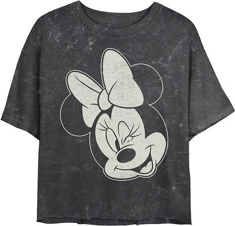 Disney Characters Minnie Wink Women's Mineral Wash Short Sleeve Crop Tee, Black, X-Large at Amazon Women’s Clothing store Minnie Mouse Outfits, Disney Designs, Girls T Shirt, Mickey Mouse And Friends, Retro Logo, Disney Outfits, Mickey And Friends, Disney Style, Iconic Characters