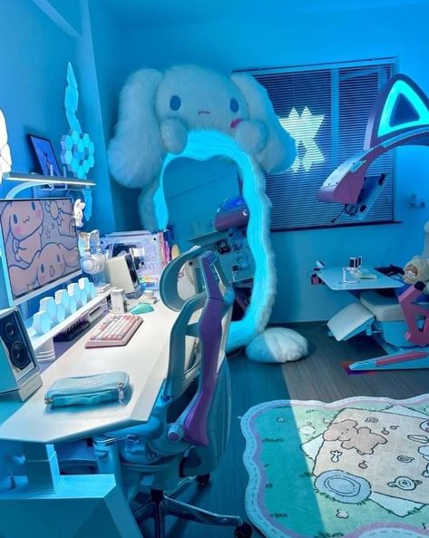 Sanrio Bedroom, Sanrio Room, Hello Kitty Rooms, Gamer Room Decor, Video Game Room Design, Cute Bedroom Ideas, Cute Bedroom Decor, Cute Room Ideas, Gamer Room