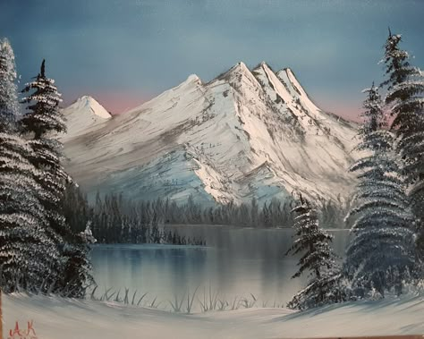 Bob Ross Snow Paintings, How To Paint Canvas, Canvas At Home, Intermediate Acrylic Painting, Winter Oil Painting, Cheap Canvas Prints, Painting On Canvas For Beginners, Paint With Acrylics, Canvas Painting For Beginners