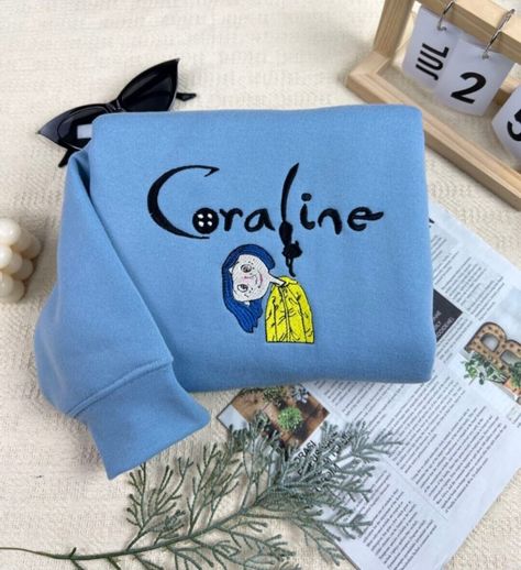 New! Coraline Custom Embroidered Sweatshirt/Hoodie was just added to eBay. Check it out! #eBay #eBaySeller Coraline Gift Ideas, Coraline Merch, Coraline Decor, Coraline Gifts, Coraline Sweater, Sweatshirt And Shirt Outfit, Coraline Stuff, Outfit Ideas Sweatshirt, Sweatshirt Outfit Ideas