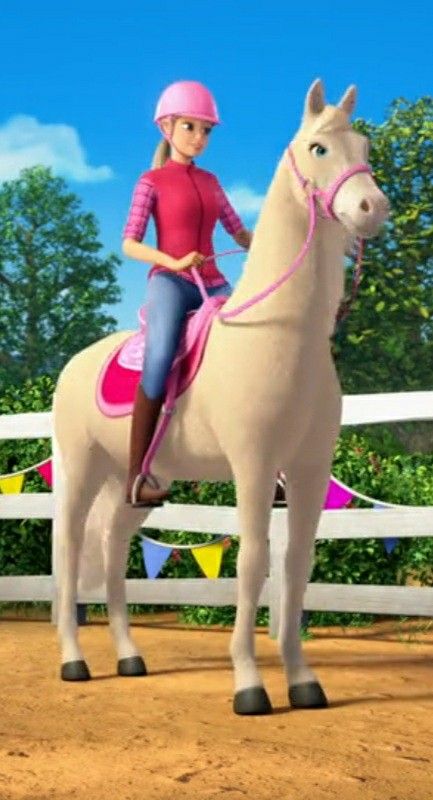 Barbie Movie Cowgirl, Animals In Barbie Movies, Barbie Horse Movie, Spirit Horse Movie Wallpaper, Disney Princess With Horse, Barbie And Her Sisters, Barbie Horse, Horse Movies, Barbie Dreamhouse