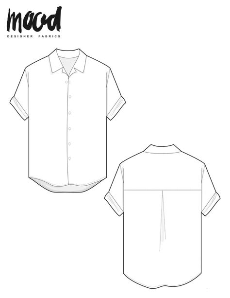 The Carya Shirt - Free Unisex Sewing Pattern - Mood Sewciety T Shirt Patterns To Sew, Sewing Patterns For Men Shirt, Men’s Shirt Pattern Free, Free Button Up Shirt Sewing Pattern, Sewing Pattern Mens Shirt, Free Mens Shirt Pattern, Men Shirts Pattern, Mens Free Sewing Patterns, Men's Shirt Patterns Free